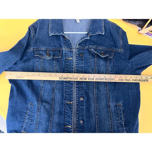 St. John Bay Stretch Long Sleeve Button Front Denim Jean Jacket Blue Women's 2X - Picture 4 of 7